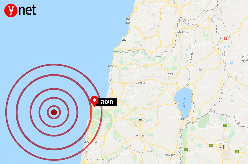 מפה רעידה רעידת אדמה ב ים צפון חיפה עתלית ()