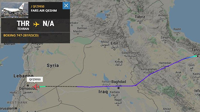 Из Ирана - в Сирию. Маршрут самолета КСИР. Фото: flightradar