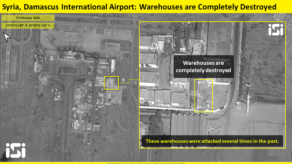 Цель уничтожена полностью: разрушенные склады в аэропорту Дамаска. Фото: ImageSat International