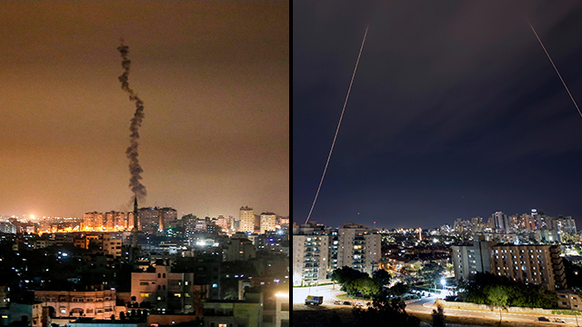 חצי חצי אשקלון עזה יירוט יירוטים כיפת ברזל שיגור שיגורים (צילום: AFP רויטרס)