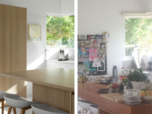 המטבח, לפני ואחרי (צילום: יעל כפיף, גדעון לוין)