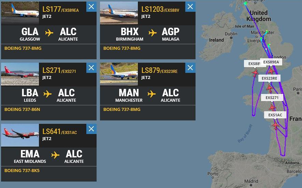 בהלת הקורונה: חברת תעופה בריטית ביטלה טיסות לספרד כשמטוסי החברה שהיו באוויר נדרשו לבצע פרסה (צילום: FlightRadar24)