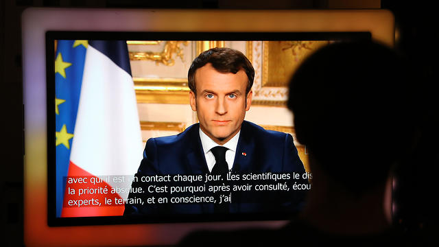 עמנואל מקרון הצהרה נגיף קורונה צרפת (צילום: AFP)