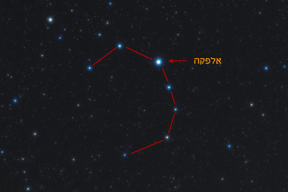 קבוצת הכוכבים קורונה בוראליס והכוכב האלפא שלה - אלפקה.  (צילום: M Andy)