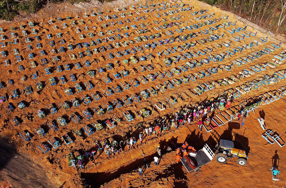 קברים לחולי קורונה בעיר מנאוס מדינת אמזונס ברזיל (צילום: AFP)