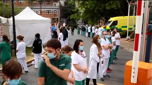 מחאה צוותי רפואה בית חולים בריסל בלגיה סופי וילמס ()