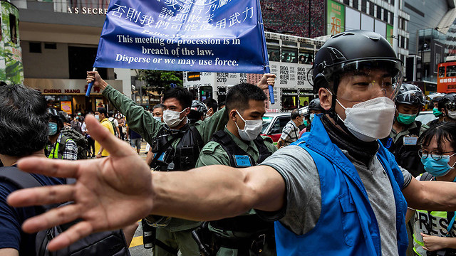 הפגנות מחאה ב הונג קונג נגד סין ב-24 במאי (צילום: gettyimages)