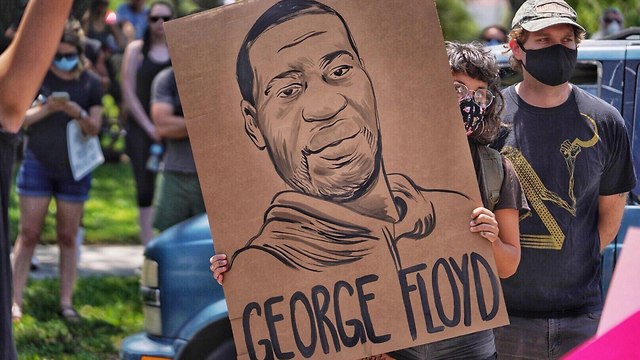 כרזת מחאה עם איור של ג'ורג' פלויד ב פלורידה מהומות ב ארה