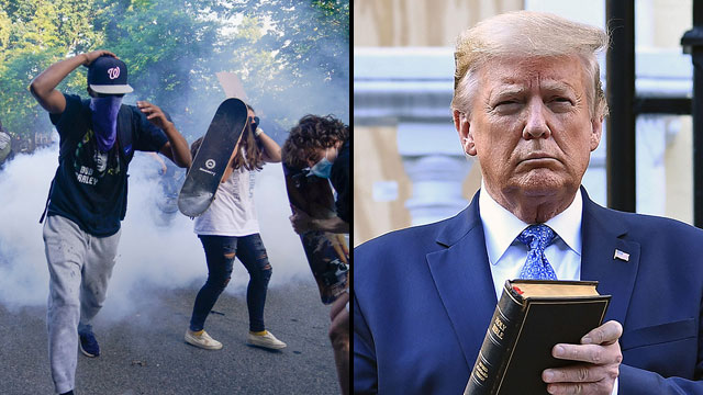 דונלד טראמפ מהומות גז מדמיע וושינגטון ארה