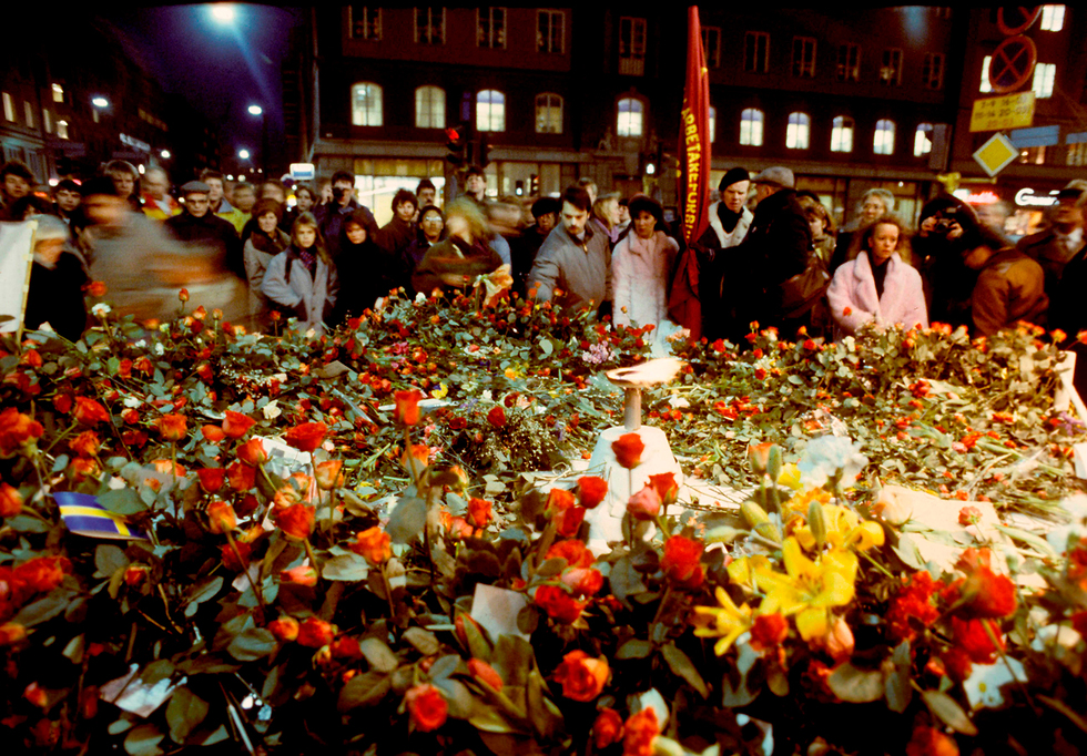 זירת הרצח של ראש ממשלת שבדיה אולוף פאלמה ב-1986 ב שטוקהולם  (צילום: AFP)