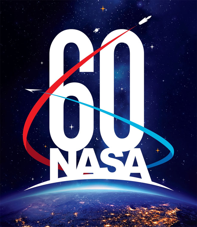 לוגו חגיגות ה-60 לנאס״א / עיצוב: Matthew Skeins (עיצוב: Matthew Skeins, NASA)