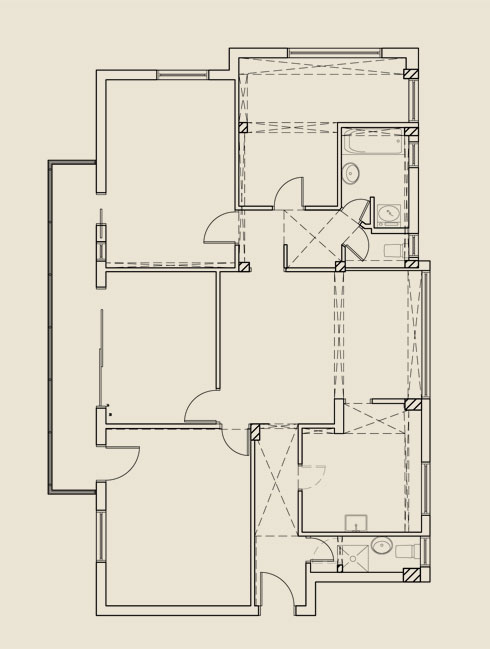 תוכנית הדירה לפני השיפוץ (תוכנית: טלי ג'רסי אדריכלות)