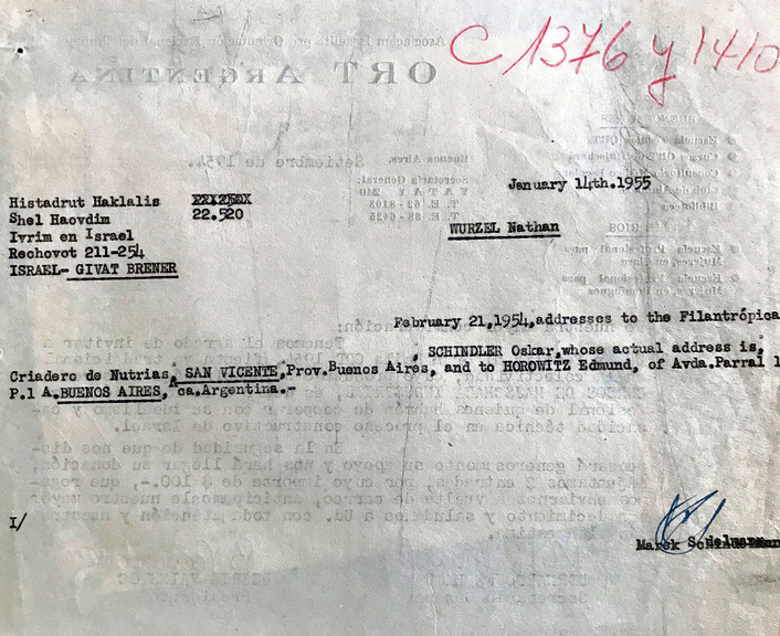 המכתבים מגבעת ברנר בניסיון לאתר את כתובתו של שינדלר