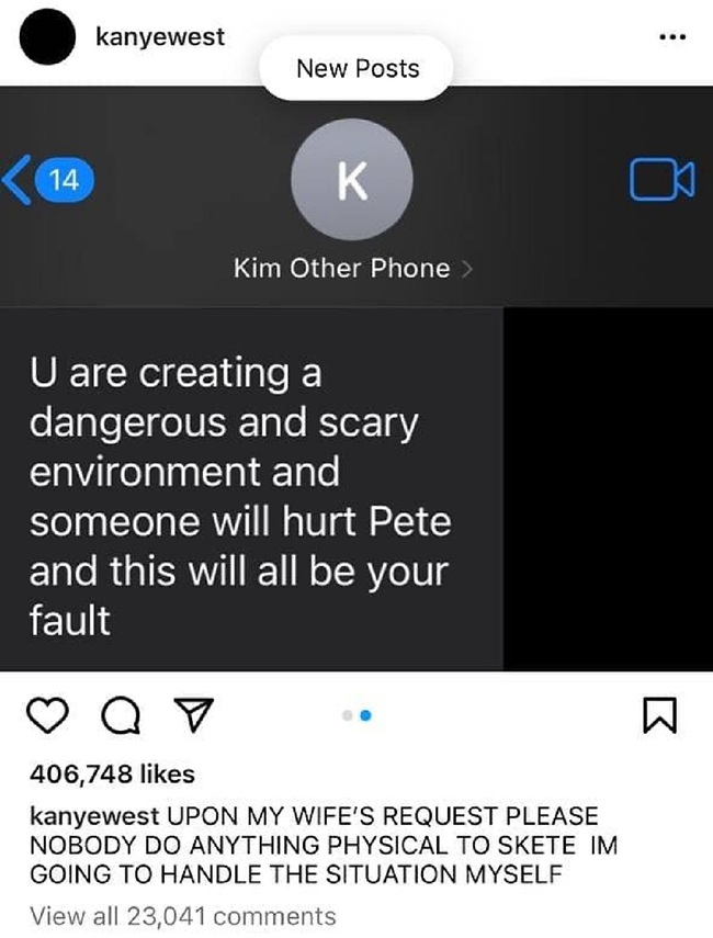 Anxiety about Pete's safety.  Kim Kardashian (Photo: Instagram)