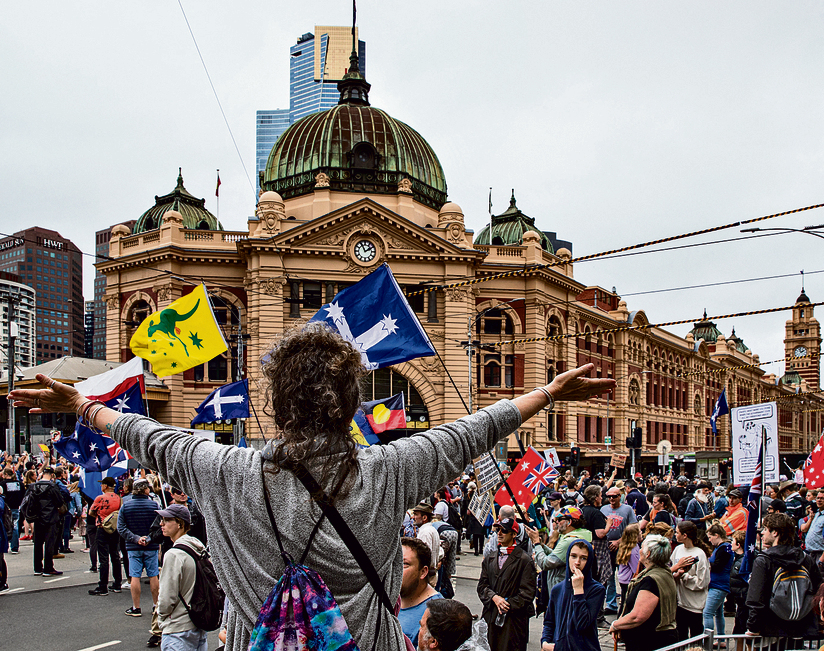 "מוטרד מאירועי השנתיים האחרונות". הפגנת מתנגדי חיסונים באוסטרליה | צילום: גטי אימג'ס