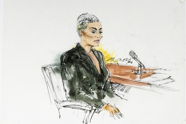 Illustration of Black China on the witness stand (Photo: AP)