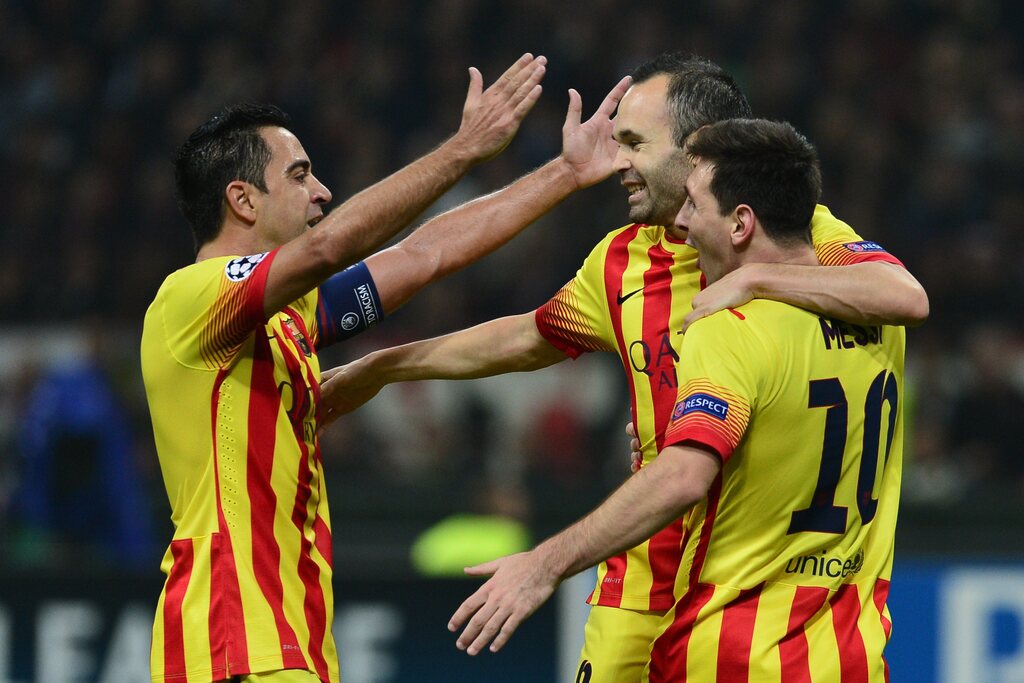 Messi misses his two friends.  With Iniesta and Xavi