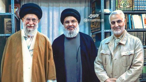 (L-R) Supreme Leader of Iran Ali Khamenei, Secretary-General of Hezbollah Hassan Nasrallah, Iranian Major General Qasem Soleimani  ( )