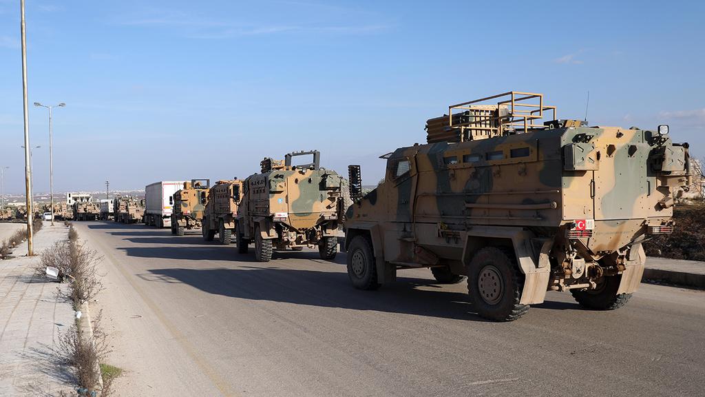 A Turkish military convoy in Idlib, Syria  ()