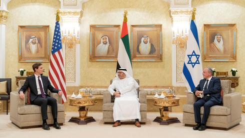 Israeli, American and Emirati officials meeting in Abu Dhabi (Photo: Reuters) פגישת המשלחות באבו דאבי