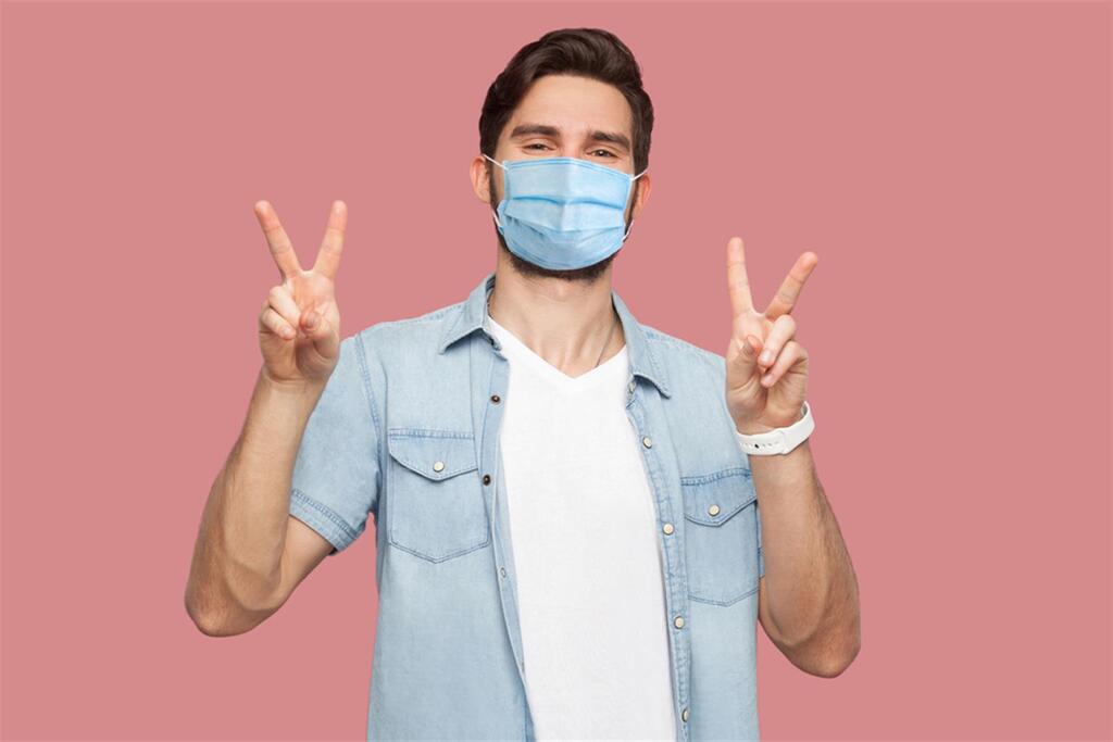 Happy man with mask