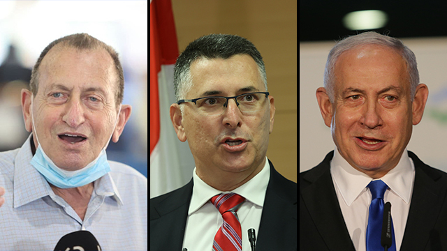 נתניהו, סער, חולדאי. להפעיל את קומת האופרטורים הפוליטיים (צילום: עמית שאבי מוטי קמחי אלכס קולומויסקי) שליש בנימין נתניהו גדעון סער רון חולדאי