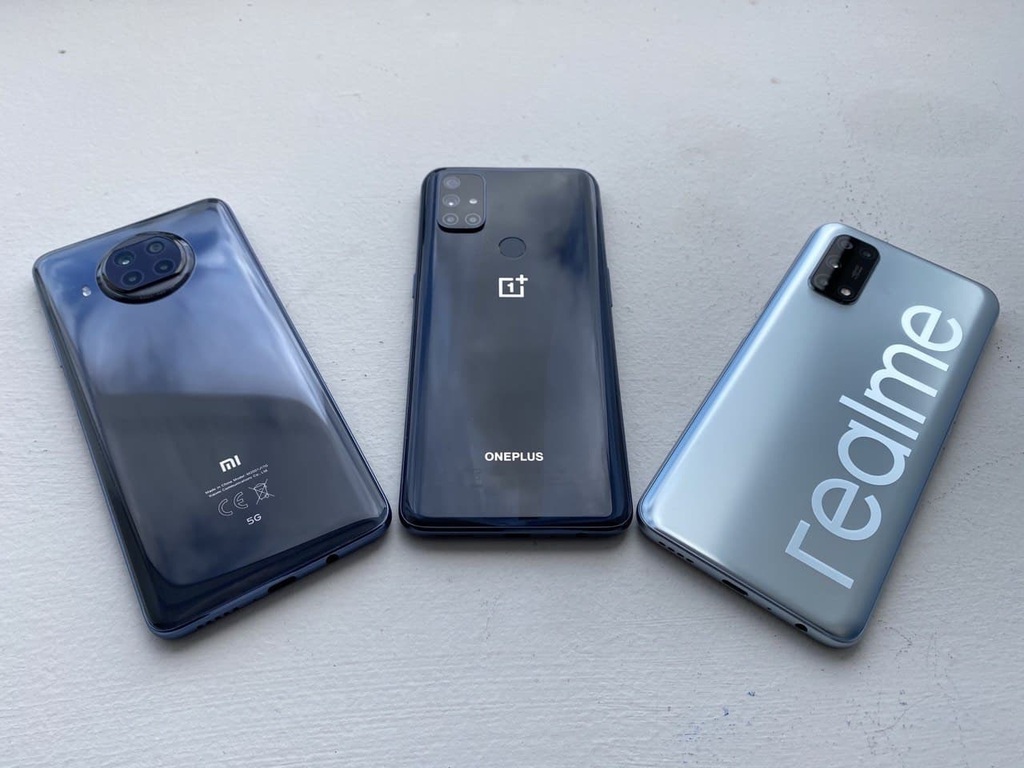 Three smartphones