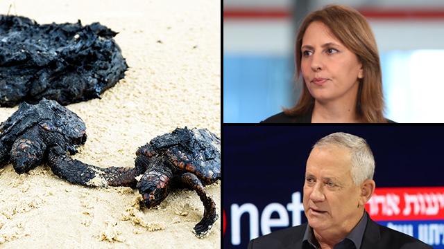 גילה גמליאל ובני גנץ התכתשו בדיון על האסון הסביבתי (צילום: הדר יואביאן, אלכס קולומויסקי) בני גנץ גילה גמליאל