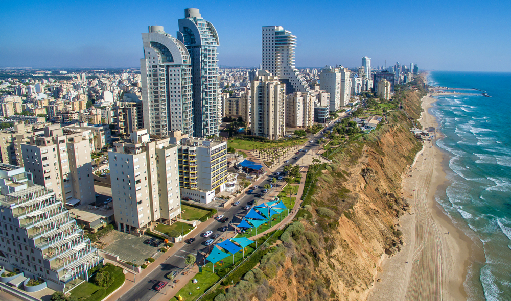 The shoreline in Netanya  