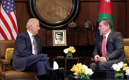 US President Joe Biden with Jordan's King Abdullah during a visit to Amman in 2016 while he was VP 
