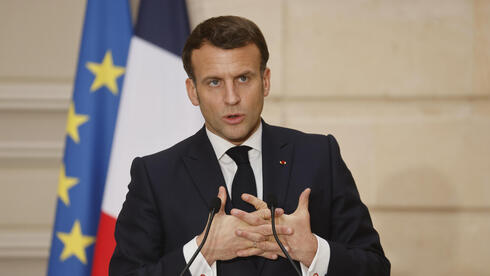 French President Emmanuel Macron at a joint press conference with President Reuven Rivlin