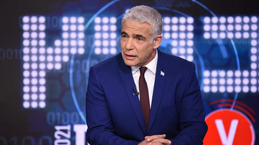 Yair Lapid in an interview at the studio