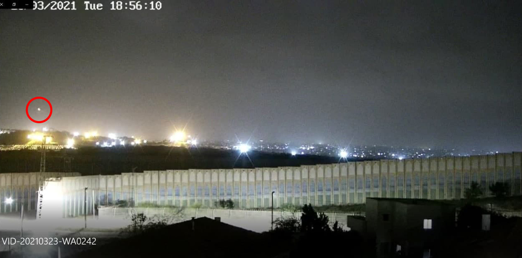 Documentation of the moment the rocket was fired at Be'er Sheva