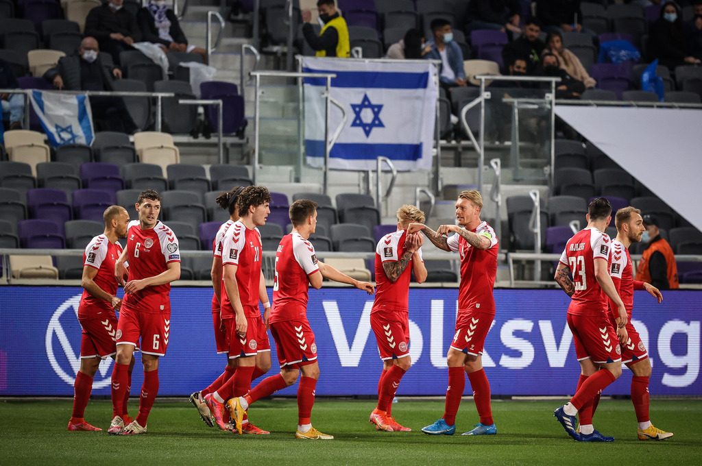 Denmark national team players celebrate