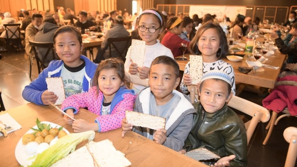 The early Seder night with the children of the world from the Menashe tribe