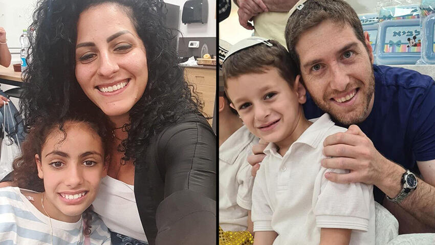 שולי חקלאי ובנו הראל, ועדי לוי עם בתה יובל. "שמחים שהתעשתו ואפשרו לסיים את השנה כראוי" (צילום עצמי) שולי והראל חקלאי עדי ויובל לוי