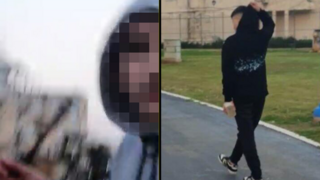 אחד התוקפים מחזיק בידו אלת ברזל, גבר העיר ל נערים ש השחיתו