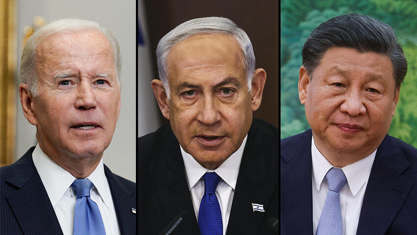 Benjamin Netanyahu's announced visit to see Xi Jinping in China is not meant to be a stick in Joe Biden's eye (Photos: AFP, AP, EPA) שי ג'ינפינג בנימין נתניהו ג'ו ביידן