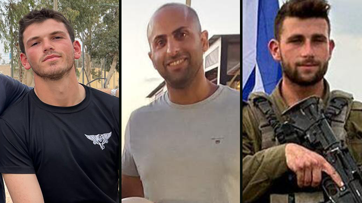 Sgt. Binyamin Yehoshua Needham; Sgt. First Class (res.); Ben Zussman; Sgt. Major (res.) Neriya Shaer (Photo: IDF Spokesperson's Unit) בנימין יהושע נידהם, נריה שאער ובן זוסמן