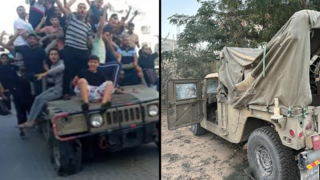 ג'יפ האמר צה"לי שנגנב על ידי מחבלי חמאס מנחל עוז בפלישה בשבעה באוקטובר