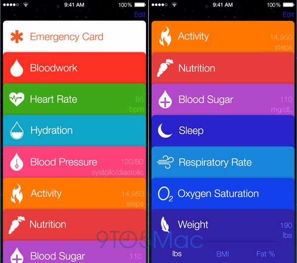 תמונה מודלפת מאפליקצית הבריאות שתגיע עם IOS8 באוקטובר הקרוב
