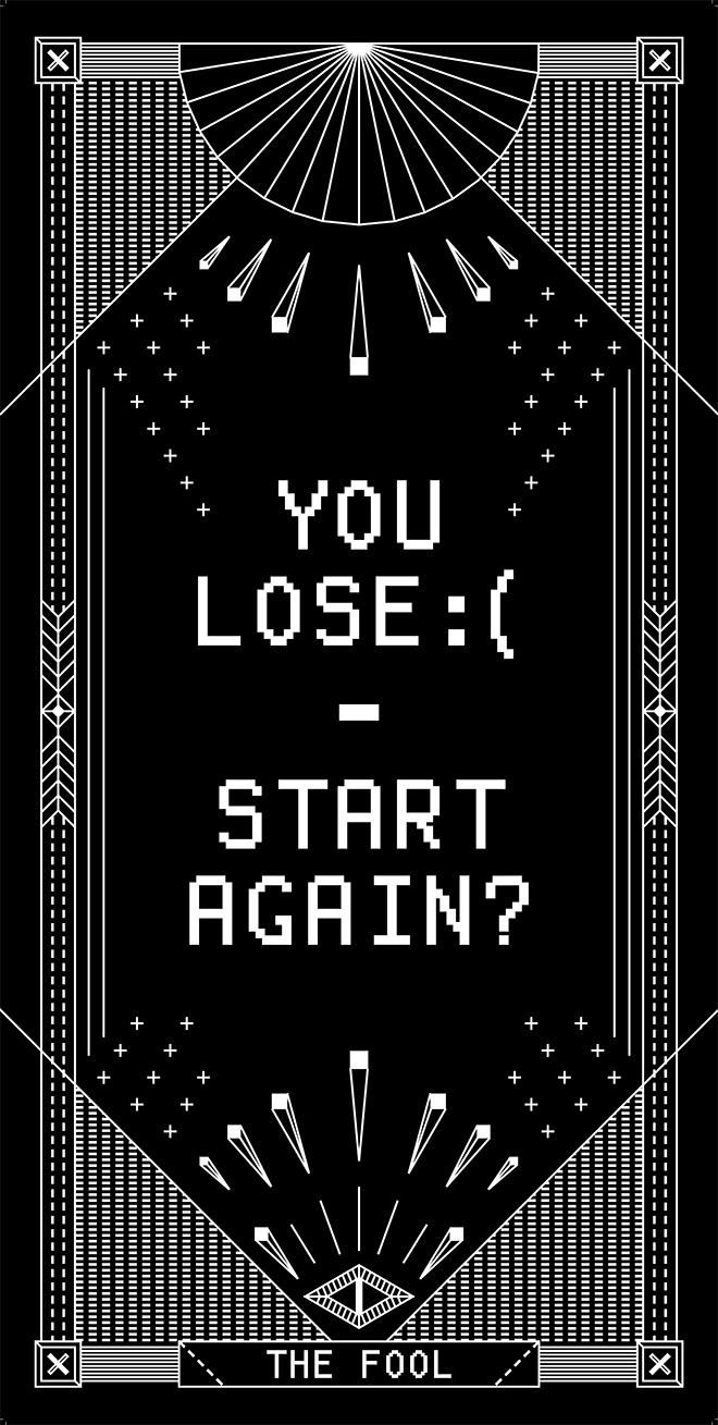 you lose :( start again? עבודה של שירן ברי, אמנון אילוז - סטודיו רהלבנט