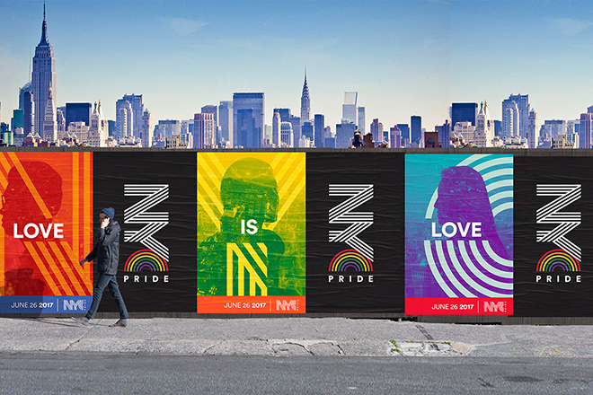 פוסטרים ברחבי העיר, גם כאן נעשתה הרחבה של העיצוב עם מעברי צבע בתוך צלליות של אנשים / Designed at BBH New York