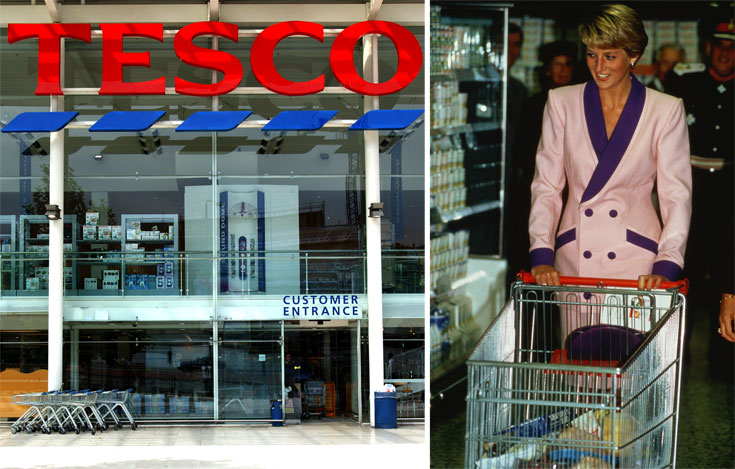 הנסיכה דיאנה קונה ברשת הסופרמרקטים הבריטית טסקו ב-1990. עכשיו אפשר לקנות את הבגדים ביחד עם החלב (צילום: gettyimages)