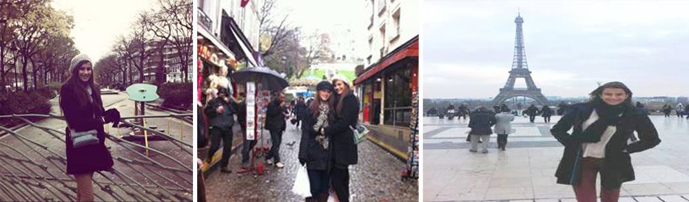 מלכת היופי שני חזן ברחובות פריז .בתמונה האמצעית: עם אנסטסיה בגדלוב, הקצינה שקיבלה צל"ש