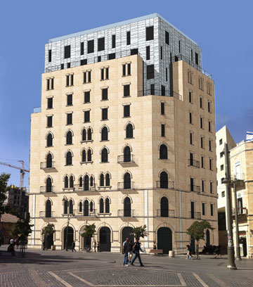 הדמיה של מלון רון בגלגולו החדש - רק שבמקום 8 קומות חדשות אושרו 6. "לא נוכל להימנע מתוספות בנייה"  (תכנון:  אדריכל יעקב מולכו)