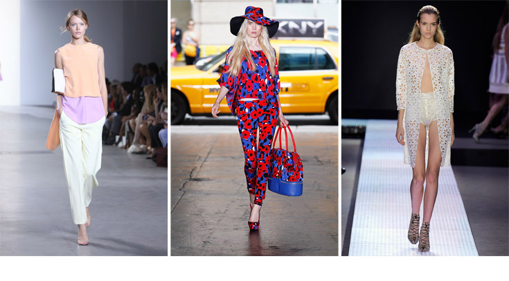 הטרנדים החמים: הלבשה תחתונה בתצוגה של ג'יאמבטיסטה ואלי, המראה הפרחוני בתצוגה של DKNY וצבעי גלידה בתצוגה של פיליפ לים (צילום: gettyimages )