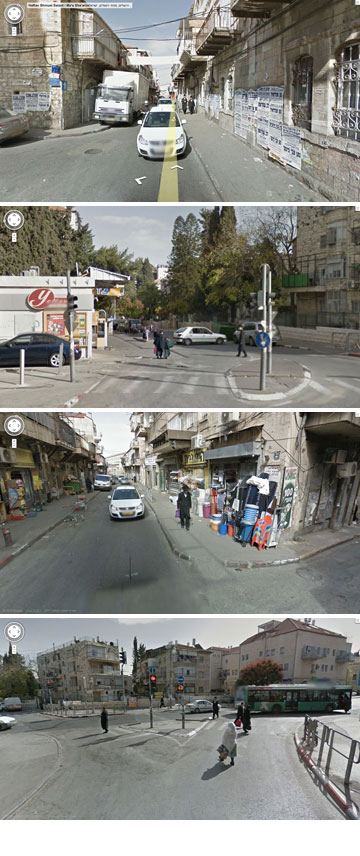 ירושלים ב-Google Street View. רק נשים חרדיות מעטות נראות ברחוב