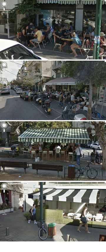 תל אביב ב-Google Street View. מבלים בבתי קפה