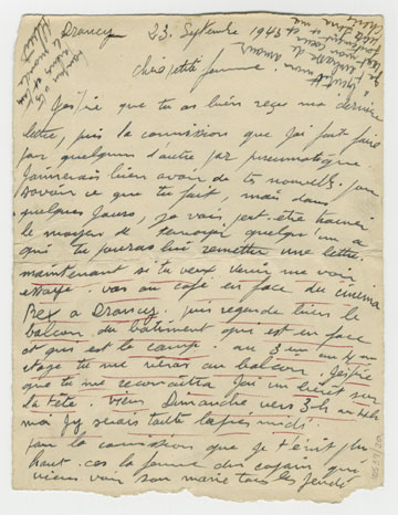 מכתב אהבה של אלברט פנואל (באדיבות אוסף החפצים, מוזיאון יד ושם, תרומת ז'ק אוגלבו)